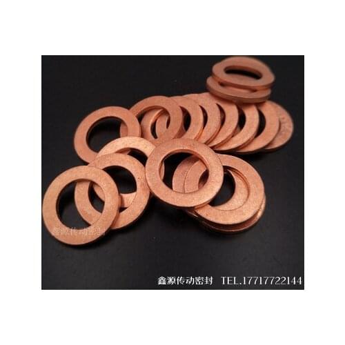 Copper Flat Washer M10 Seal Gasket inner diameter 10mm Sealing Ring Thin Sheet T3 Red copper washer