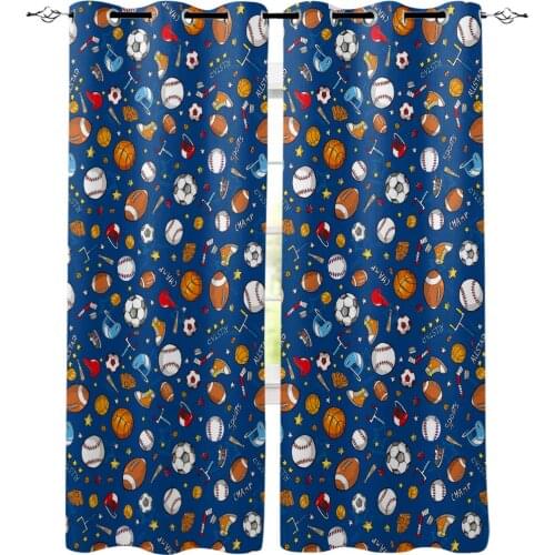 Rugby Football And Basketball Cartoon Window Treatments Curtains Valance Window Curtains Curtains Kitchen Outdoor Bedroom Fabric