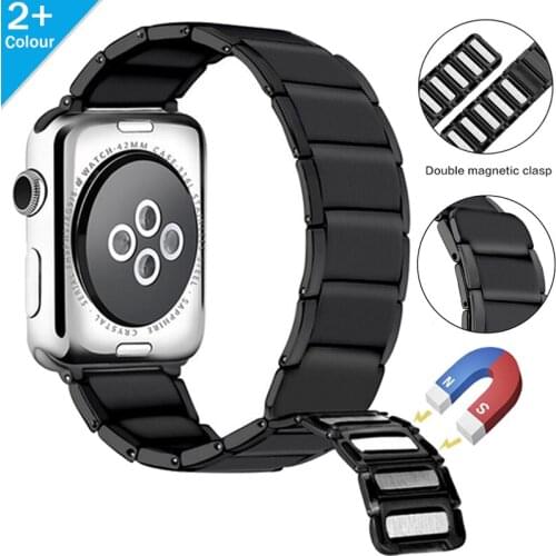 Luxury Magnetic Buckle Stainless Steel Watchband Replacement for Apple Watch Band Se/6/5/4/3/2 for Iwatch 38/40/42/44MM Strap
