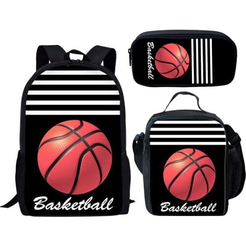 INJERSDESIGNS Set Women Men Backpacks Teenager Sport Book Bags Ball Printing Backpack For Boys Girls Kids School Bags Mochila