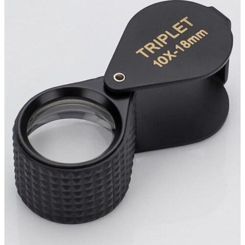 10Times 18mm Foldable Jadeite Filter Super Triplet Lens Magnifier Jewelry Gem Identifying Type Inspecting Magnifying Glass Loupe