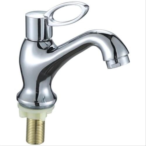 G1/2 Zinc Alloy European Style Single Hole Single Cold Bathroom Basin Faucet Deck Mount Hotel Bar Home Washbasin Fashion Art Tap