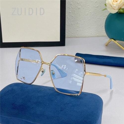 Retro Clear Solid Color Big Square Metal Frame Rhinestone Stars Sunglasses Steampunk Luxury Brand Transparent Shades Women 2021