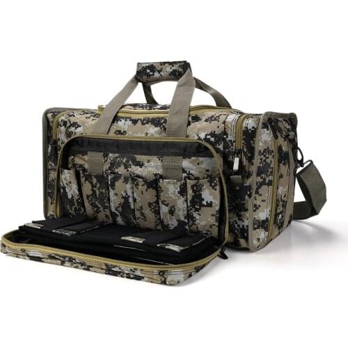 Tactical Gun Range Bag Shooting Duffle Bags for Handguns Pistols with Lockable Zipper and Heavy Duty Antiskid Feet(Camouflage)
