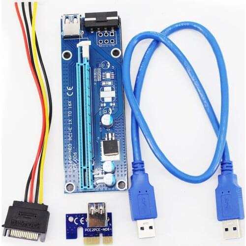 VER006 60CM PCIe PCI-E 1X to 16X Riser Card Extender SATA to 4Pin Power Cord USB 3.0 Data Cable for BTC Miner Bitcoin