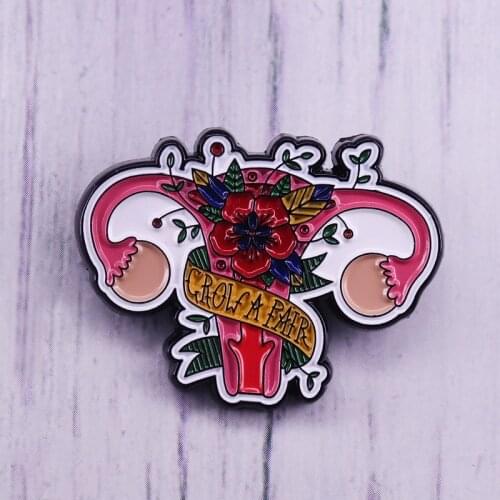 Grow A Pair Uterus Ovaries Pin Uterus with flowers enamel pin Anatomical uterus pin Feminism Girl Power brooch