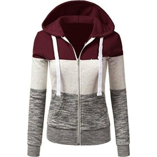 Patchwork Women Hoodies Autumn Long Sleeve Hoody Lady Zipper Pocket Women Hoodie Sweatshirt Woman Casual Jacket Y1