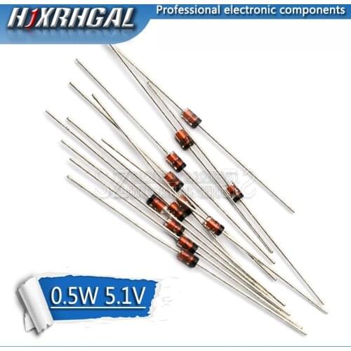 1PCS 0.5W 5.1V BZX55C5V1 1/2W DO-35 Zener Diodes