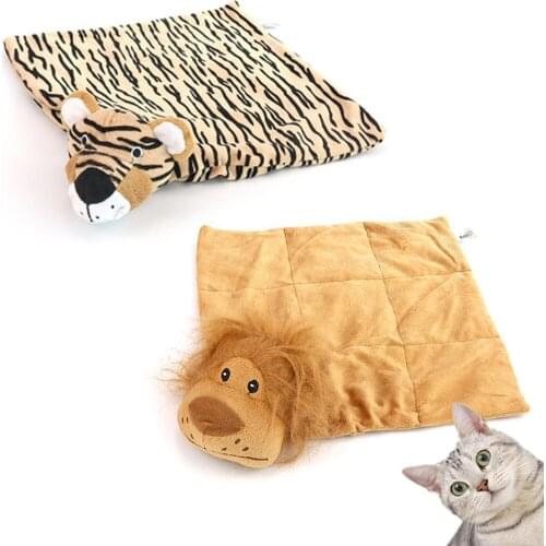 1pc Ring Paper Cat Toy Cute Tiger Lion Head Plush Cat Toys Kitten Scratcher Board Scratching Post Mat Toy Creative Pet Supplies