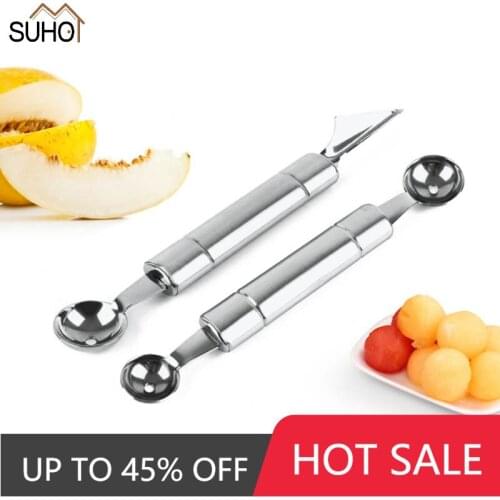 1Pcs Creative Spoon Double-head Stainless Steel Ice Cream Scooper Fruit Scooper Fruit Carving Knife Gadget for Kitchen Tool