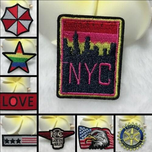 1PCS Creative Punk Rainbow Star Embroidery American eagle Military Epaulets Patches Backpack Stickers Fabric Iron on Appliques