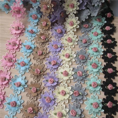 10X White 3D Rose Flower Lace Trim Applique Trimming Lace Ribbon Embroidered Fabric Sewing Craft Handmade Wedding Decoration