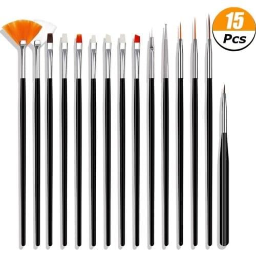 15Pcs/set Professional Nail Brush For Manicure Gel Brush For Nail Art Brush Acrylic Liquid Powder Carving Brush DIY Nail Art