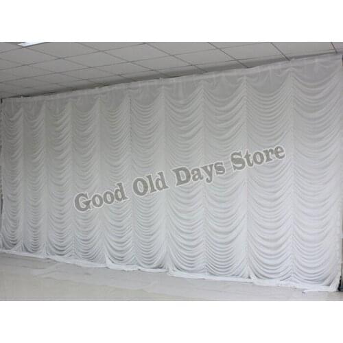 3M x 6M WaterFall Style Pure White Wedding Backrop Stage Curtain Decoration