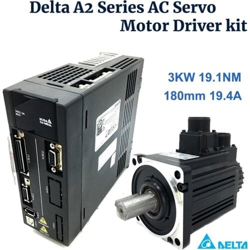 3KW Delta A2 Series 180mm 19.4A AC Servo Motor Driver Kit 19.1Nm ECMA-F11830RS ASD-A2-3023-L,ASD-A2-3023-E,ASD-A2-3023-M 220V