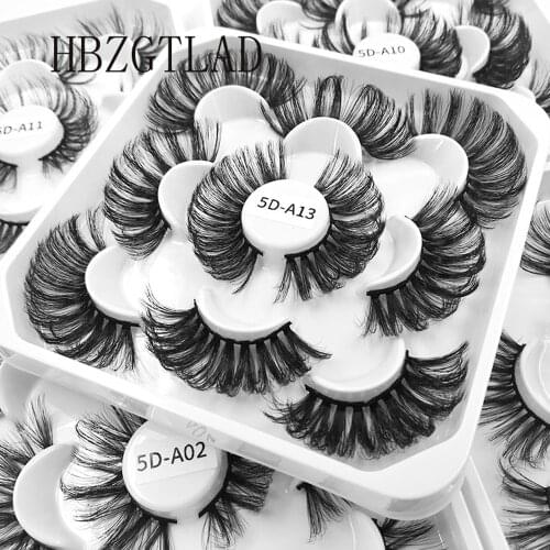 5Pair 25mm 3D Mink Eyelashes Fluffy Dramatic Eyelashes Makeup Wispy Mink Lashes Natural Long False Eyelashes Thick Fake Lashes