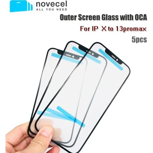 5pcs Original Quality Front Screen Outer Glass with OCA Film for iPhone X XR XS Max 11 12 Pro Max Cracked Glass Replacement