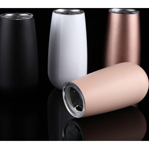 50pcs/lot 6oz Champagne Tumbler Sublimation Flute Glass Wine Mug 18/8 Stainless Steel Insulated Vacuum Bottle 2-Wall Water Cup