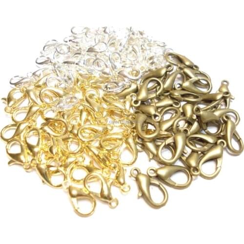 800pcs Mixed color rhoudium Silvery Golden Bronze Jewelry Lobster Clasps Findings 12mm zinc alloy lead and nickle free