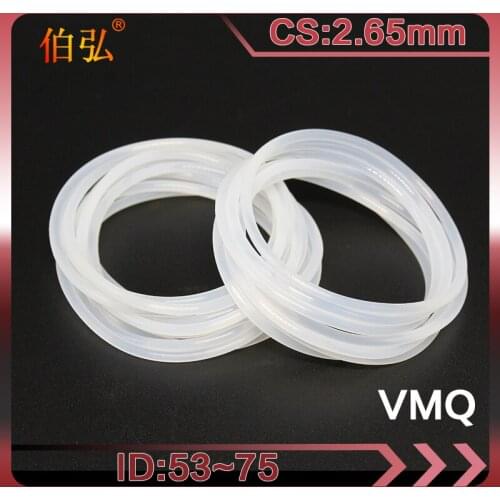 White Silicon Ring 1PC/lot Silicone/VMQ O-Ring CS2.65mm ID53/61.5/67/71/75mm Rubber O-Ring Seal Gasket Waterproof Rings Washer
