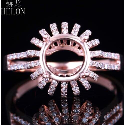 HELON 8mm Round Cut Solid 14K Rose Gold 0.4ct Natural Diamonds Trendy Stylish Jewelry Semi Mount Engagement Wedding Ring Setting