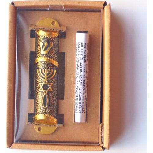 Religion Jewish Mezuzah Case Hand made Mezuza With Torah parchment scroll Mezuzah