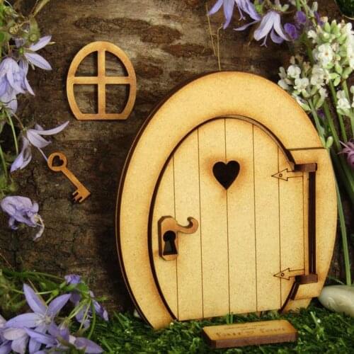 Wooden Door Narnia Door Garden Sculpture Three-dimensional Assembly Kit Door Craft Wooden Miniature Window Door Dollhouse 2021
