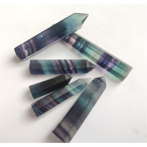3-8cm Natural Fluorite Crystal Colorful Striped Fluorite Quartz Crystal Stone Point Healing Hexagonal Wand Treatment Stone
