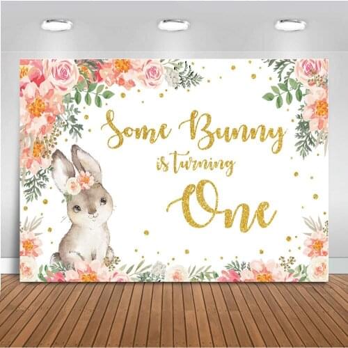 MEHOFOTO First Birthday Photograpy Background Some Bunny is Turning One Backdrop 1st Birthday Party Baby Shower Banner Decor