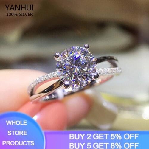 YANHUI Twisted Ring Silver Women Wedding Jewelry Micro Cubic Zirconia Diamond Tail Ring Fashion Womens Gift Silver 925 Jewelry