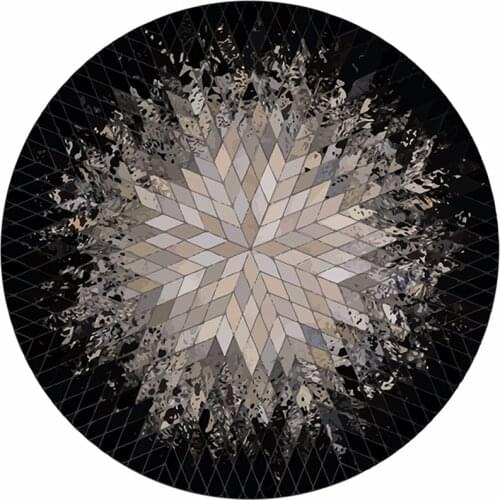 Cloakroom Mat Nordic Decor Home Fashion Rug For Living Home Bedroom Round Carpet Black White Gray Imitation Leather Rug Modern