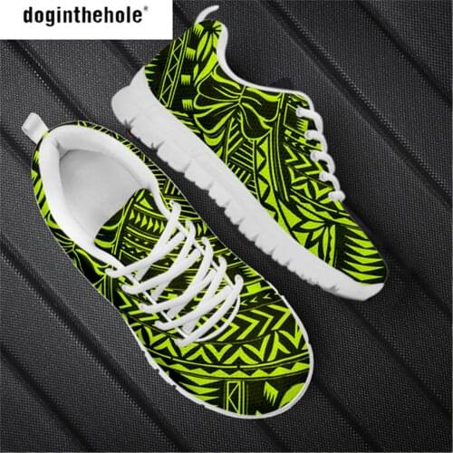 Doginthehole Ladies Girl Sneaker Air Mesh Shoes Polynesian Style Women Lace Up Shoes for Hiking Running Summer Fashion