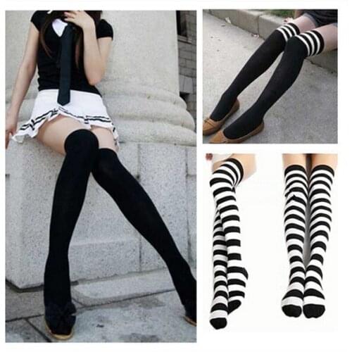 Fashion Womens Tights Thickened Knitted Pure Cotton Spliced Stockings Womens Knee High Cotton Girl Stockings