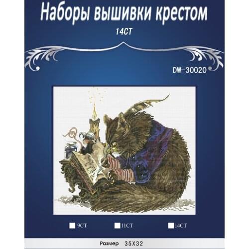 Top Quality Cute Lovely Counted Cross Stitch Kit Le Calligraphe The Calligrapher Cat Kitty Write Book Nimue