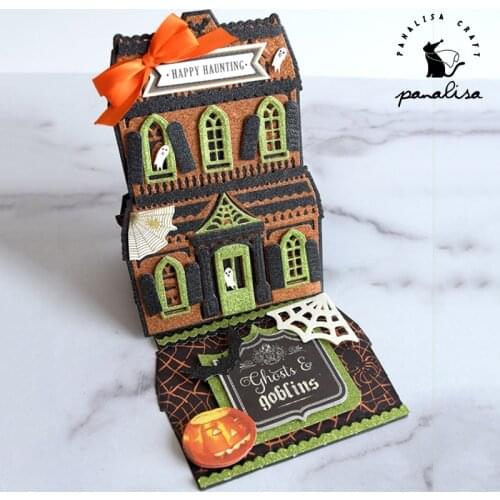 Panalisacraft Halloween House Castle Metal Cutting Dies And Stamps cut die scrapbooking Album Paper Card Craft Embossing