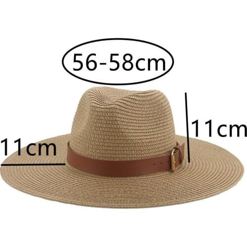 Summer hats men women solid belt band big brim 11cm straw hats casual outdoor beach sun protection sun hats sombreros de mujer