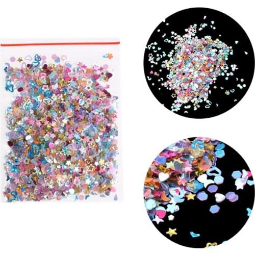 Lot 5000Pcs DIY Mixed Plastics Glitter Heart Star Flower Nail Art Decoration