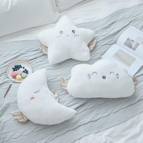 Hot New Stuffed Angel Cloud Moon Star Plush Pillow Soft Cushion Cloud Stuffed Plush Toys For Children Baby Kids Pillow Girl Gift