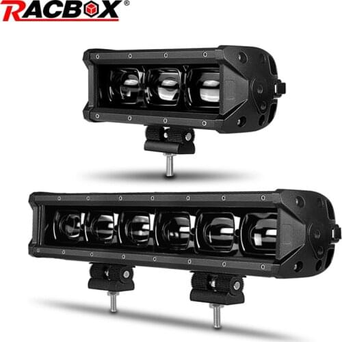 Racbox 8 14 20 27 34 40 Inch 6D Lens Car Led Work Light bar 6000K White Spot Beam For Off Road 4x4 truck UAZ ATV SUV ATE 12V 24V