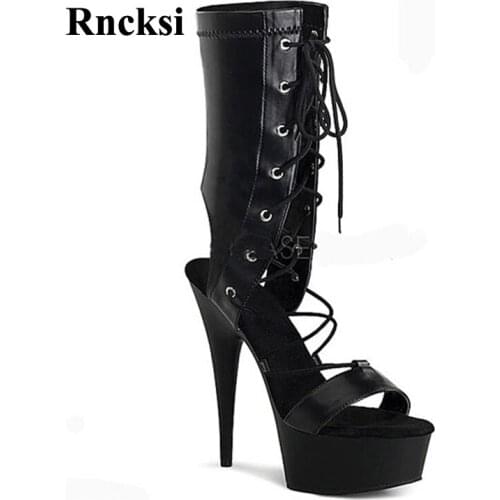 Rncksi New Pole Dance Party Queen 17cm High-heeled Shoes The Bride Wedding Shoes Lace Up Boots Dancer Ultra High Boots