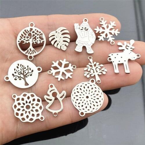Christmas Charms mix types jewelry gift Findings make Snowflakes Xmas Snowman deer Peace life tree clover diy jewelry making