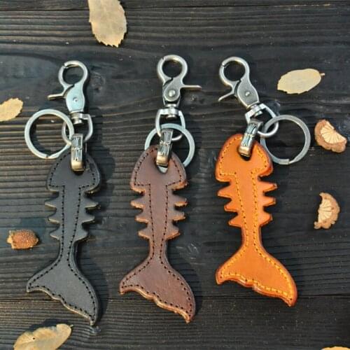 Fish bone shape Keychain USB Data Cable winder headphone line Genuine leather Cord Hoder Earphone cable winder Organizer