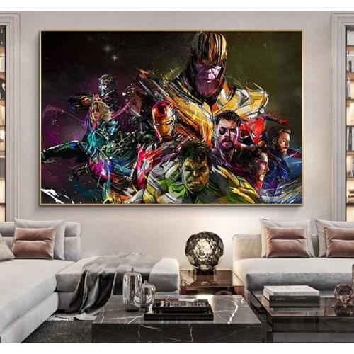 Marvel Infinity War Color Poster Superheroes Canvas Painting Abstract Avengers Captain America Iron Man Print Home Decor Wall