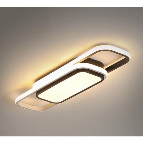 Modern Led Ceiling Lights Panel 3 Color Rectangular Black Acrylic Ceiling Lamp for Living Room Kitchen Bedroom Bath