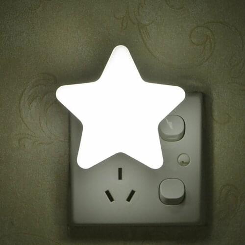 Light Sensor LED Night Light Star Shape Wall Lights Sockets Childrens Room Bedroom Lighting Decoration Pentagram Lamp US Plug
