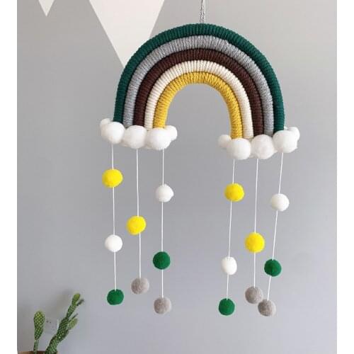 Handmade Woven Nordic Kids Room Cloud Rainbow Wall Hanging Decoration Ornaments Cotton Rope Hangings Charm Photography Prop