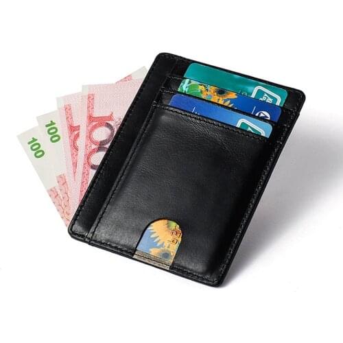 Slim RFID Blocking Leather Wallet Credit ID Card Holder Purse Money Case for Men Women New 2020 Fashion Bag Card Case Monedero