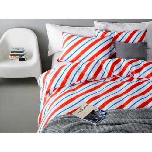 Twill Brief Style Duvet Cover Set Without Comforter 100% Cotton Stripes Autumn Winter Bedding Set 4PCS Reactive Printing Thicken