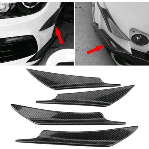 Universal Carbon Fiber Texture PP Bumper Fin Canard Splitter Diffuser Spoiler Lip Trim Decal Sticker Cover Car Styling
