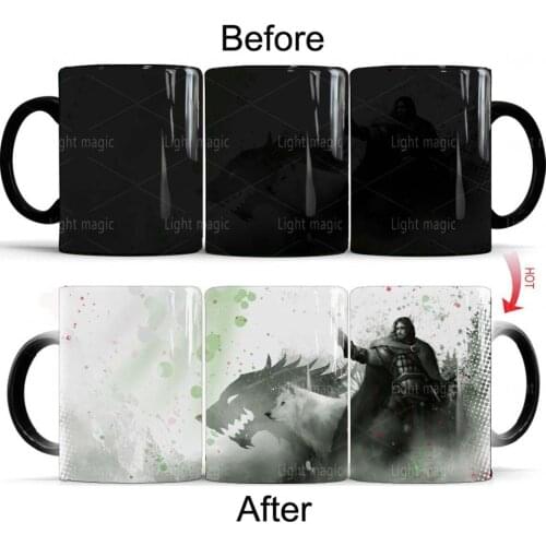 Hunter and Wolf Magic Coffee Mug 350ml Hot Cold Heat Sensitive Color Changing Mug Husband Boy Friend Christmas Gift Mug